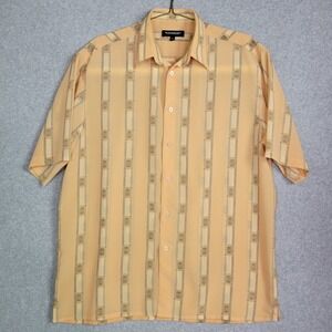 Bassiri Limited Collection Mens Large Orange Geometric Stripe Short Sleeve Shirt